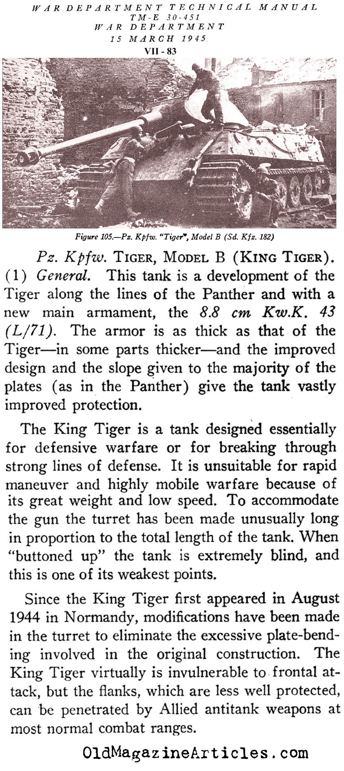 The  King Tiger Tank  (U.S. Dept. of War, 1945)